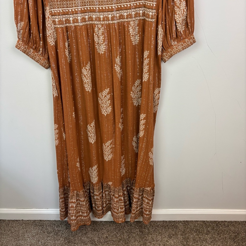 Daughters of India Rust Brown Printed Bohemian Maxi Dress - Picture 11 of 14